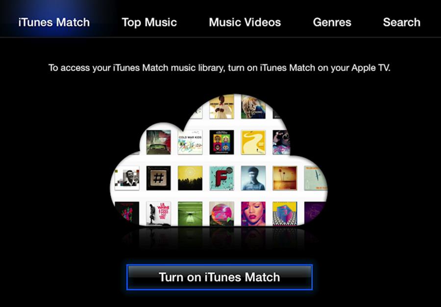 **Figure 56:** If you subscribe to iTunes Match, the Apple TV replaces the Purchased button with an iTunes Match or My Music button.