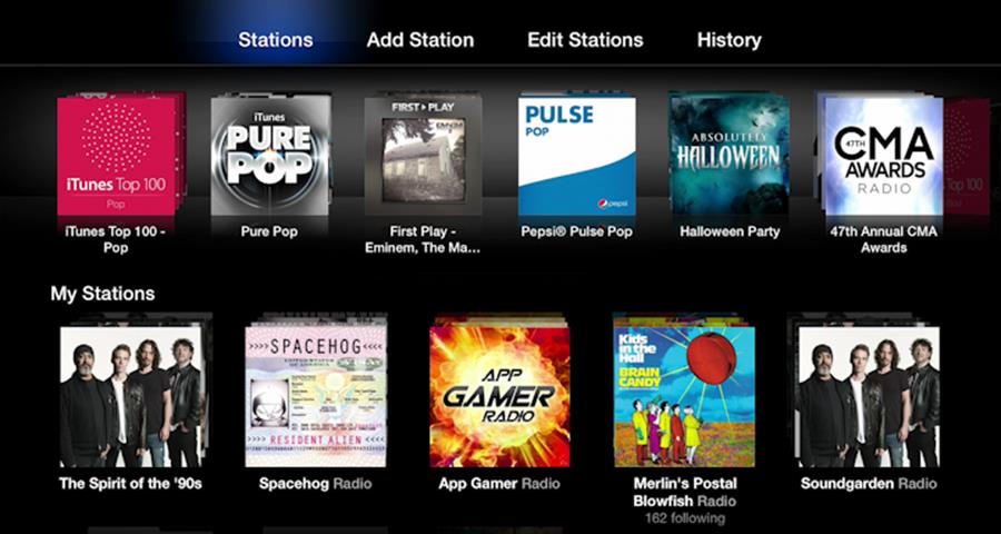 **Figure 61:** iTunes Radio lets you create custom radio stations and listen to prebuilt featured stations, some of which play albums before they’re released.