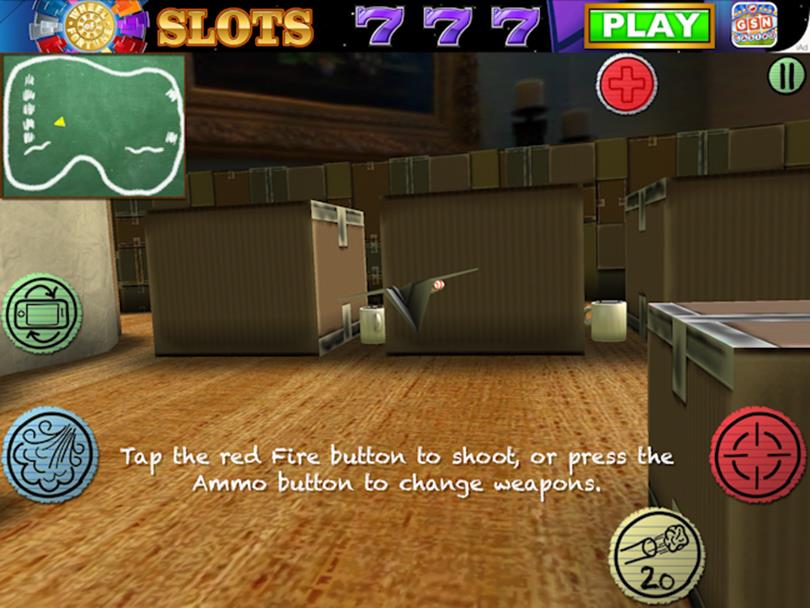 **Figure 99:** In Air Wings, you pit your paper airplane against other players online, shooting spitballs and pencil missiles (this screenshot shows the iPad display).
