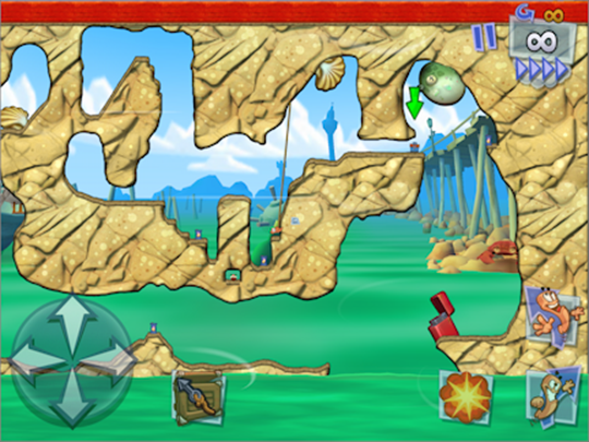 **Figure 106:** Worms 3 is a colorful strategy game where you send your worm army to fight other worms.