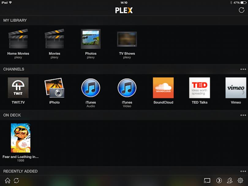 **Figure 112:** The Plex interface in iOS is similar to the Web client.