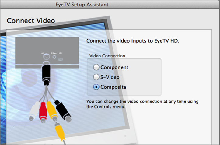 **Figure 117:** Be sure to choose the correct video input, or your Eye TV HD won’t receive a signal!