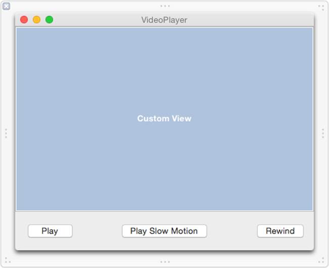 The interface layout for the VideoPlayer app