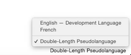 Selecting the Double-Length Pseudolanguage in the Preview assistant