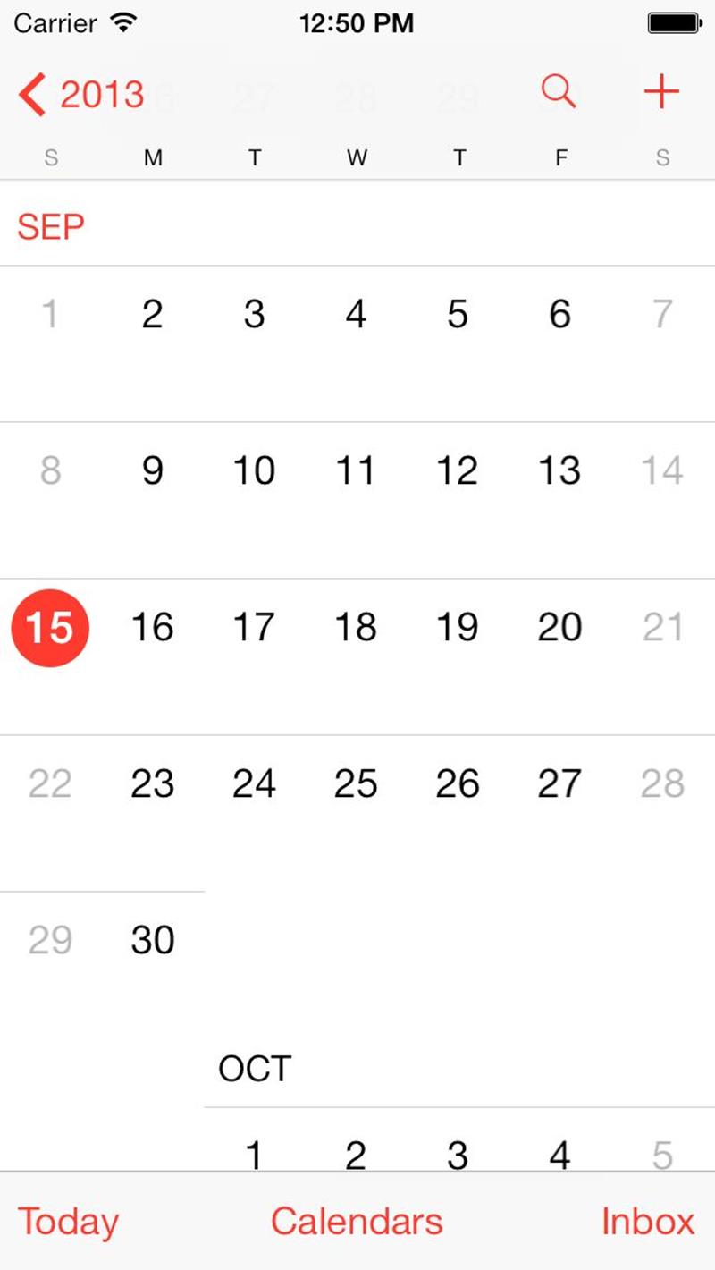 Month view in iOS 7's Calendar