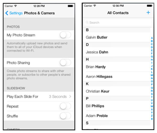 Examples of UITableView