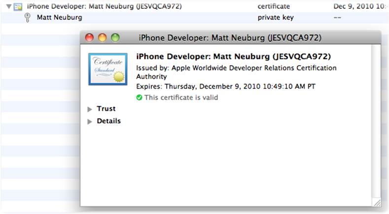 A valid development certificate, as shown in Keychain Access