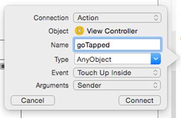 Completed pop-up connection dialog