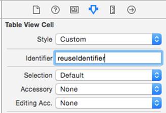Attributes Inspector for Table View Cell