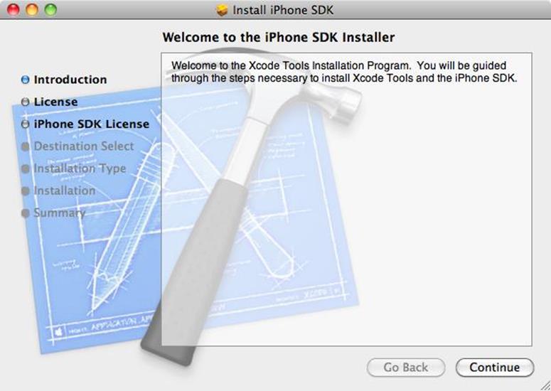 Installing the Xcode development tools and the iPhone SDK