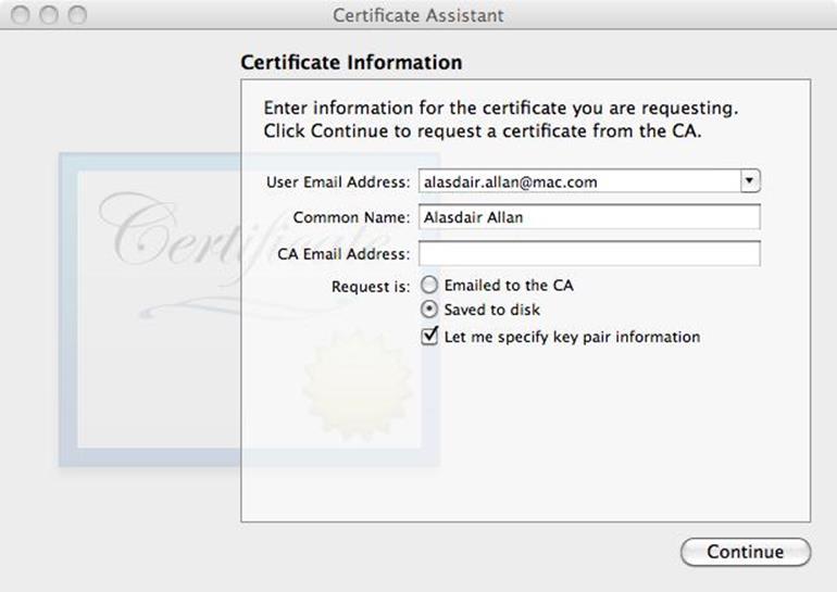 The Keychain Access.app Certificate Assistant