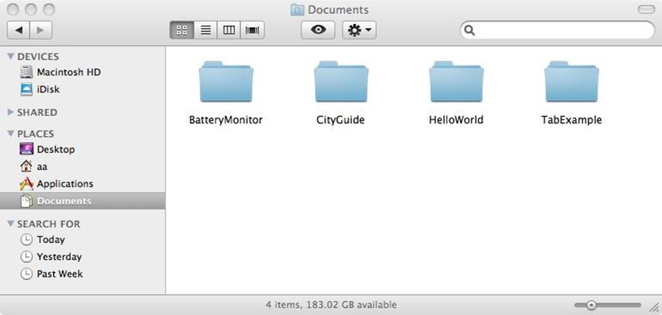The CityGuide project folder in the Finder