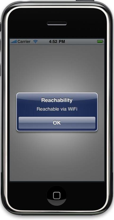 The NetworkMonitor application in iPhone Simulator