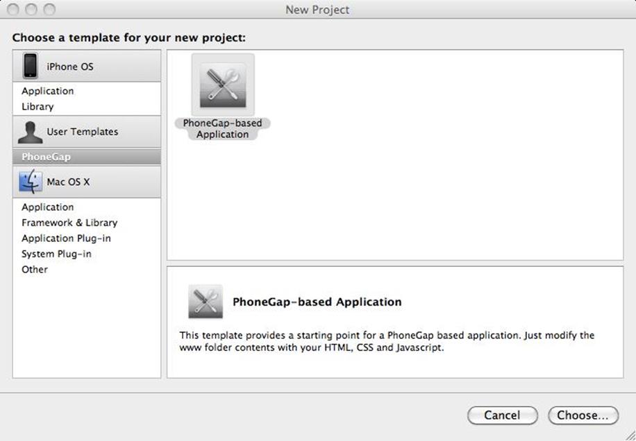 Starting a new PhoneGap project in Xcode