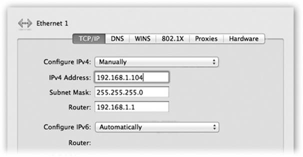 Here’s the setup for a cable-modem account with a static IP address, which means you have to type in all these numbers yourself.