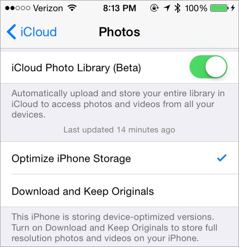 ①  Turn on iCloud Photo Library here.