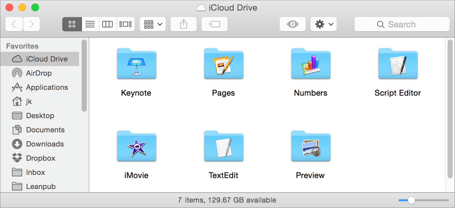 ①  With iCloud Drive, documents stored in any iCloud-enabled app appear in subfolders here. You can open, move, or add files freely.