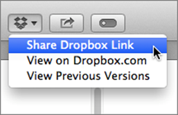 ①  This menu command is the fastest way to share a Dropbox link from a Mac.