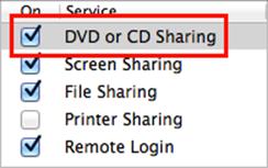 ①  With this selected, other Macs on the same network can share your optical drive.