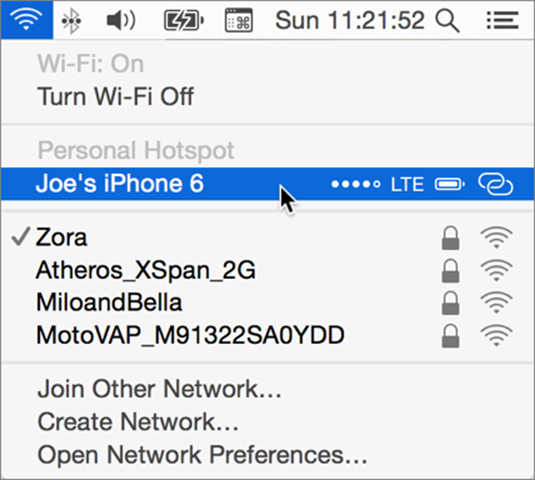 ③  Devices using Instant Hotspot appear, oddly, under Personal Hotspot.