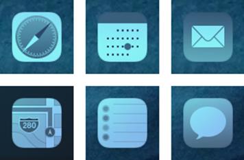 ②  The lock screen Handoff icons on various iOS devices for Safari, Calendar, Mail, Maps, Reminders, and Messages.
