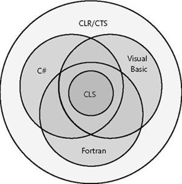 Languages offer a subset of the CLR/CTS and a superset of the CLS (but not necessarily the same superset).