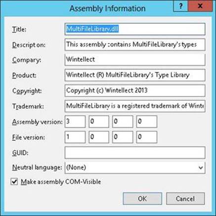 Visual Studio’s Assembly Information dialog box.