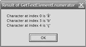 Result of GetTextElementEnumerator.