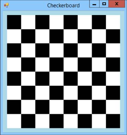 Screenshot of Checkerboard window displaying a checkerboard with a bluish background.