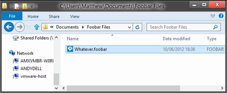 The .foobar file with an associated icon