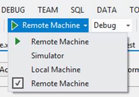 Selecting the Remote Machine debugging option