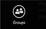 A screenshot of the Groups app bar button with a custom style.