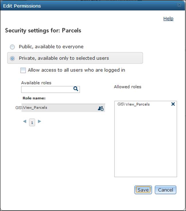Enabling security on GIS services