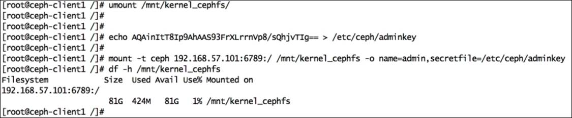 Mounting CephFS with a kernel driver