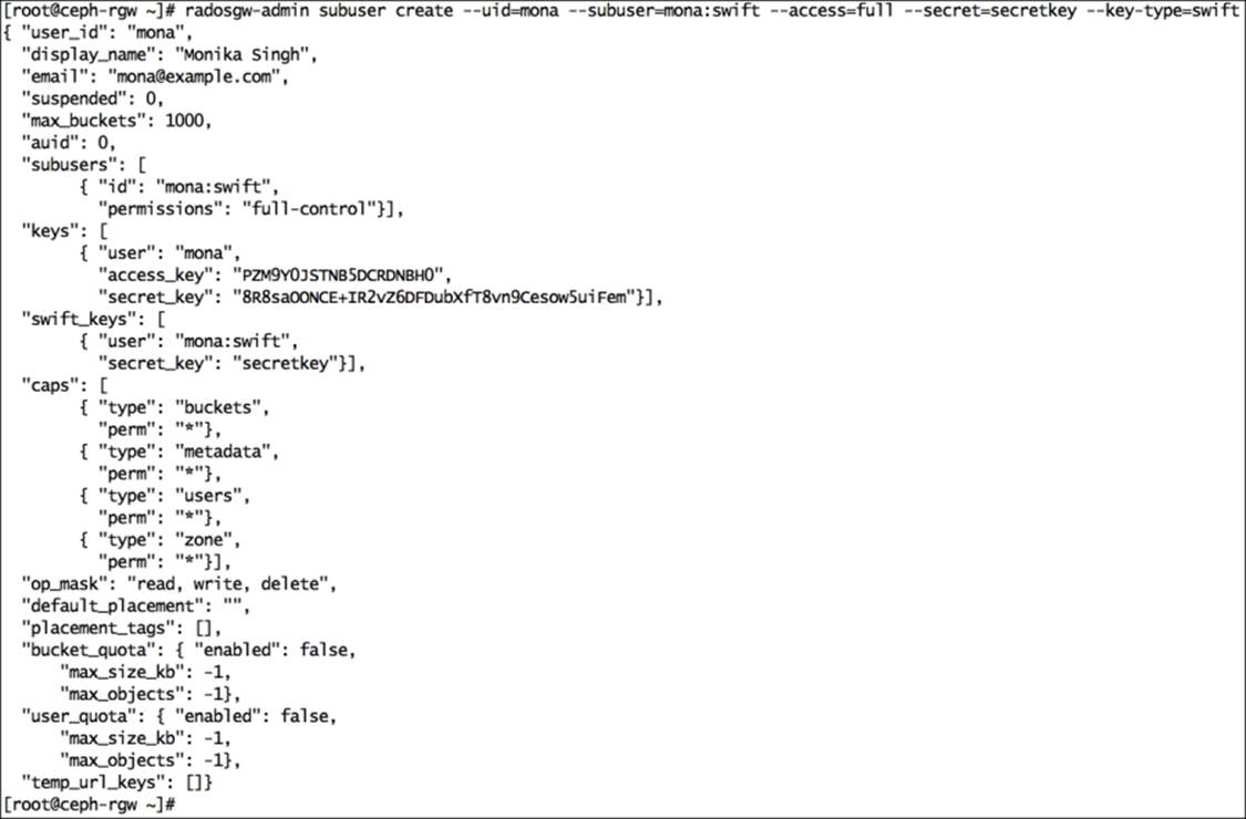 Swift API-compatible Ceph object storage