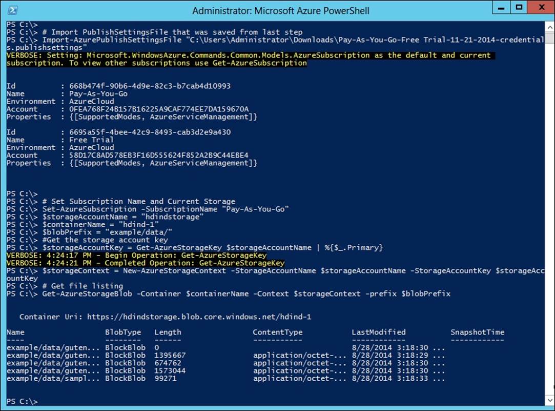 Access Azure Blob storage using Azure PowerShell