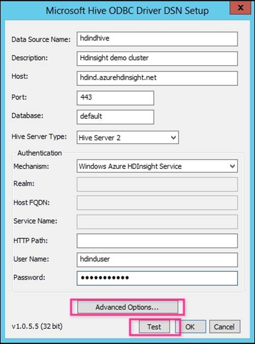 Step 2 – creating Hive ODBC Data Source