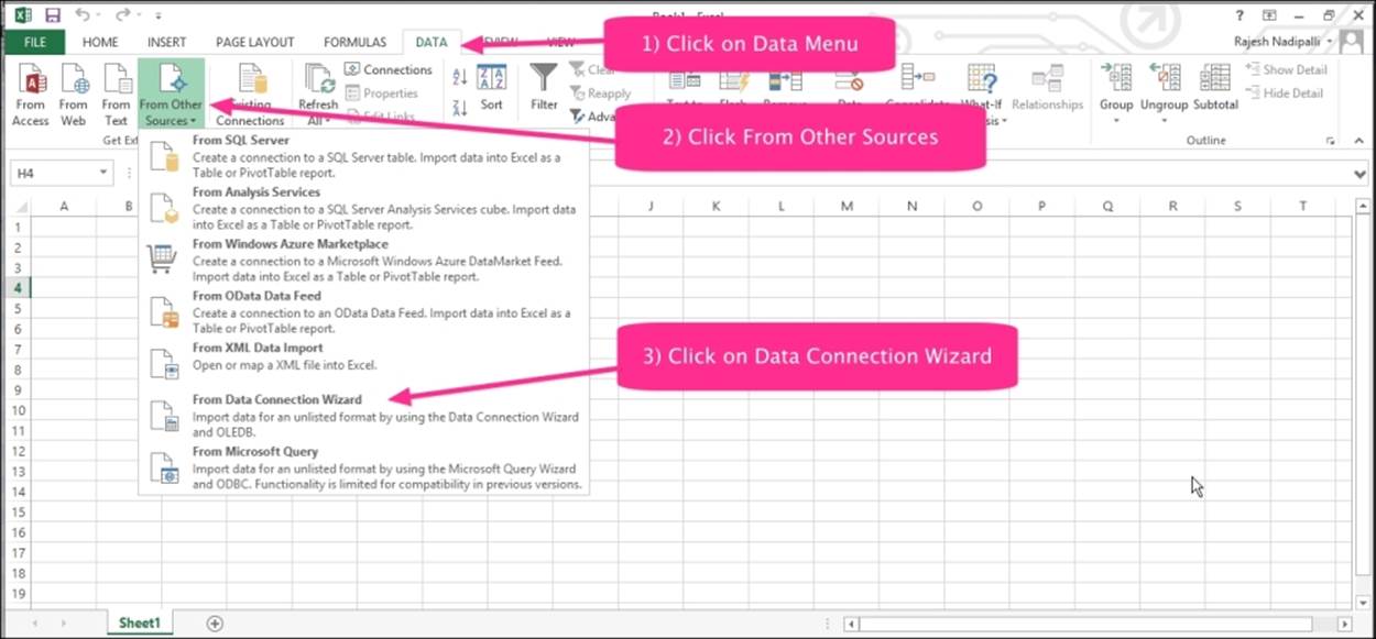 Step 3 – importing data to Excel