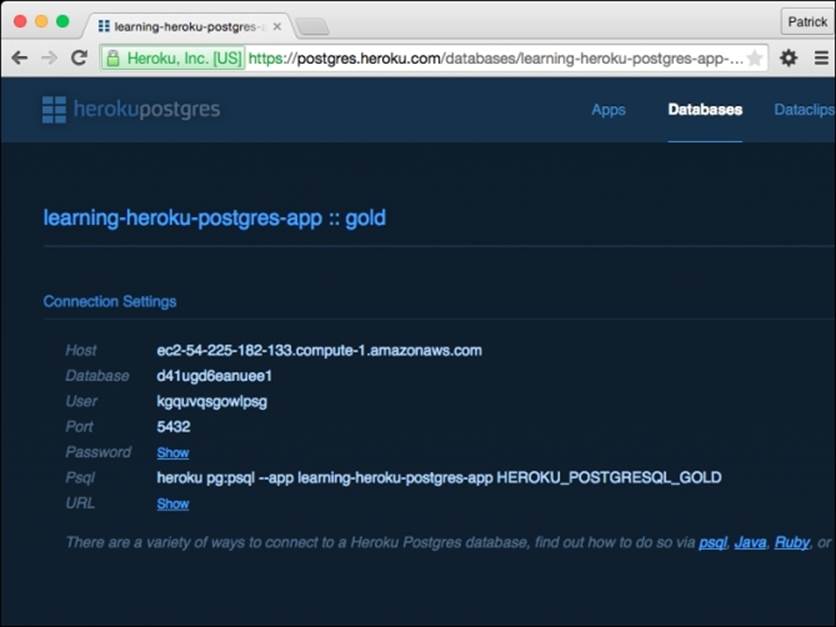 Heroku Postgres web interface