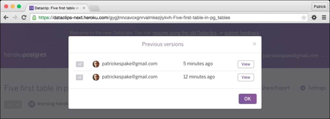Creating dataclips