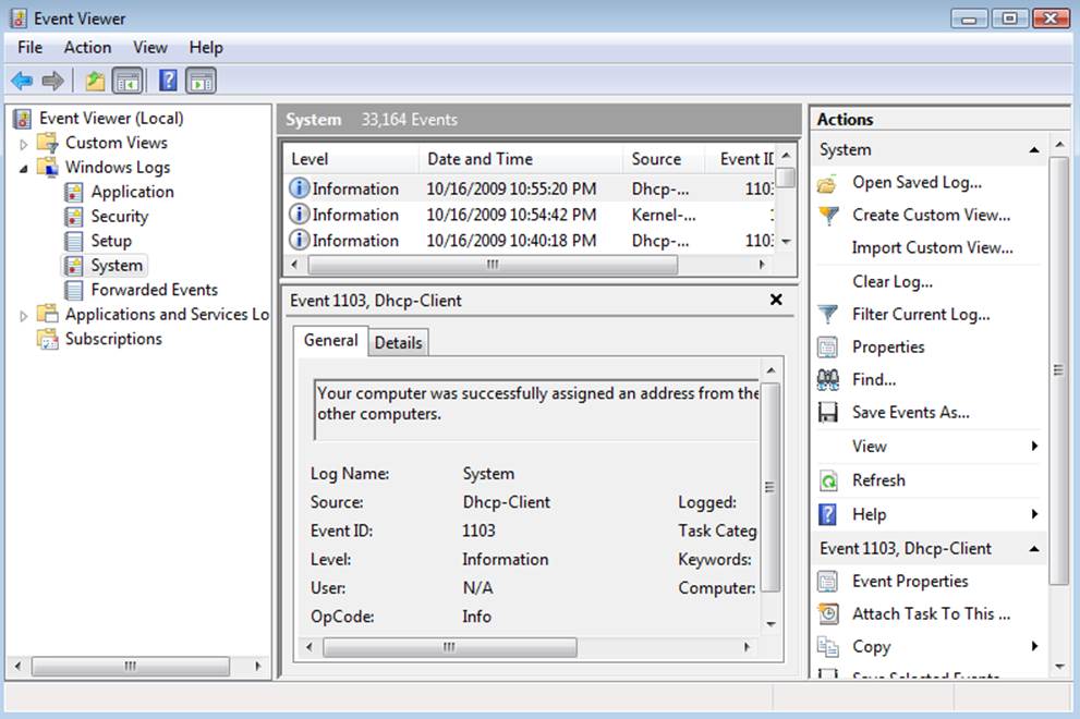 The Windows Event Viewer