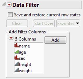 Initial Data Filter Window