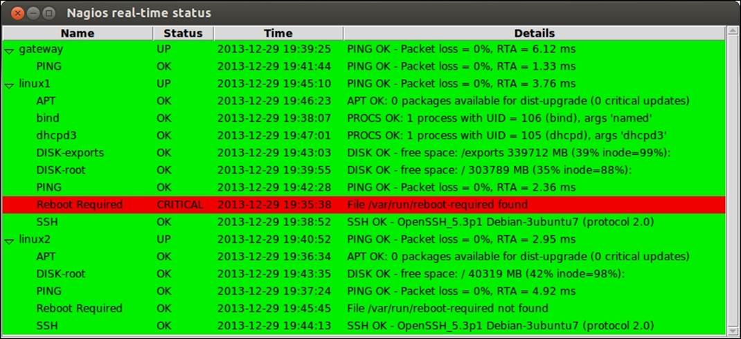 Displaying real-time status updates