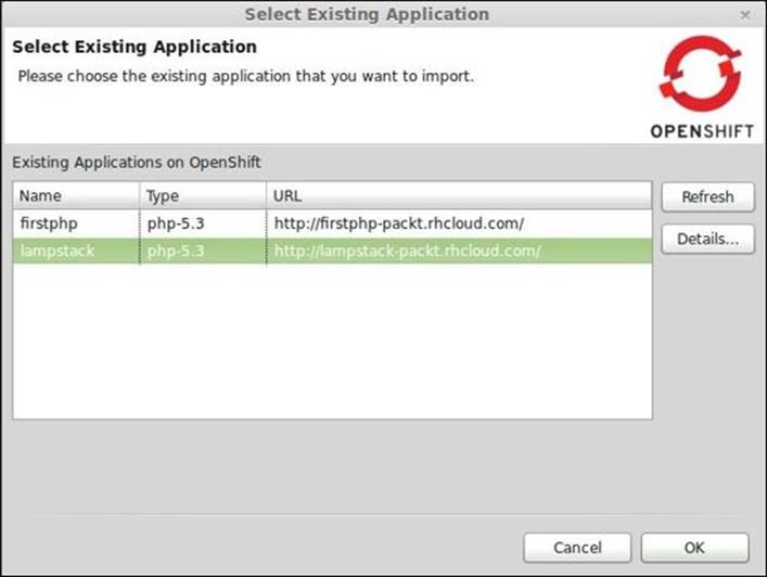 Importing an existing OpenShift application