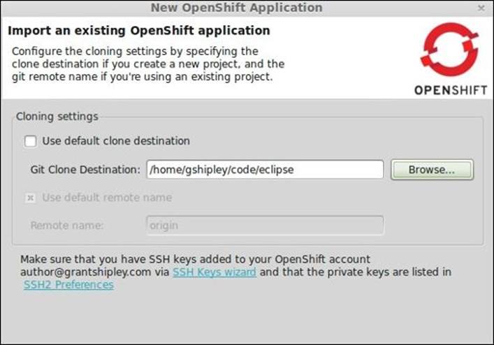 Importing an existing OpenShift application