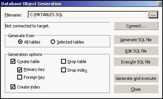 Creating a database table