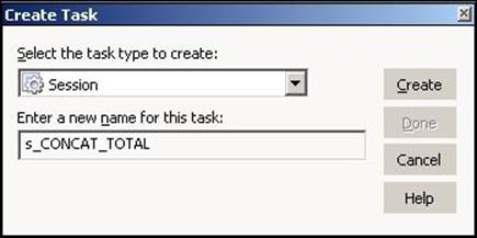 Creating a session task