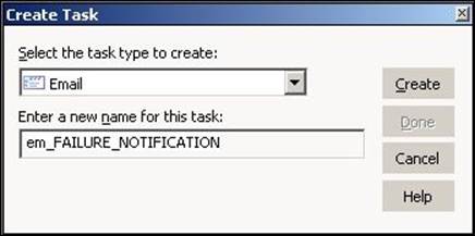 Creating an e-mail task