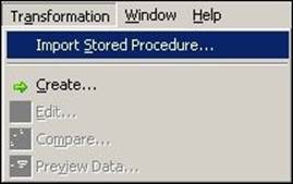 Importing Stored Procedure transformations