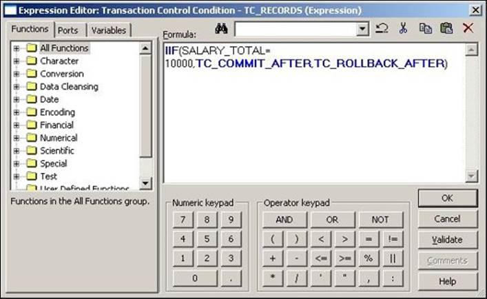 Transaction Control transformations